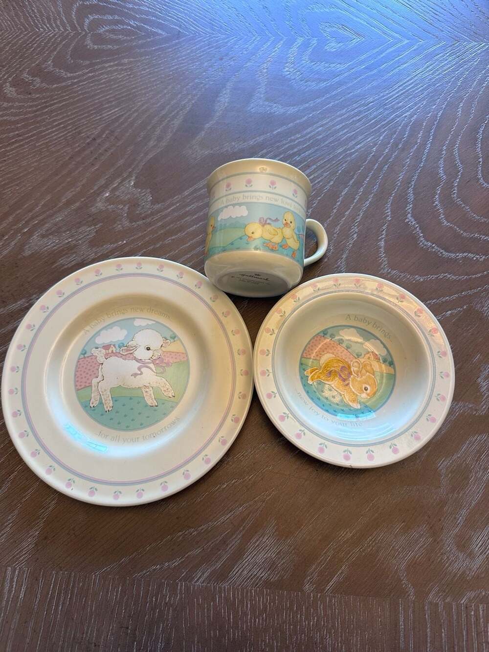 Vintage 1984 Hallmark Baby's Heirloom Collection 3-Piece Stoneware Dish Set Mug